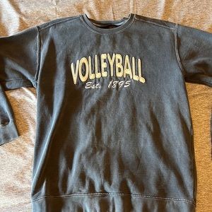 dusty blue crewneck graphic volleyball